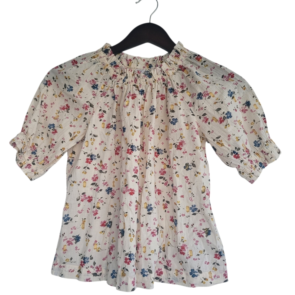 Gap Kids Large Blouse Spring Floral Gold Dot